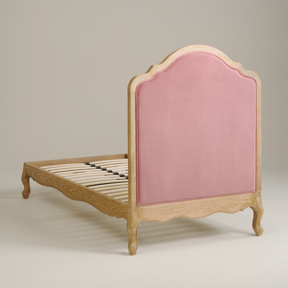 Sienna Beau Velvet Bed, Weathered Oak / Pink, Single